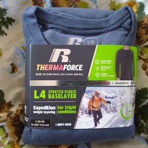 GRAY LARGE FLEECE MENS CREW TOP STRETCH RUSSELL L4